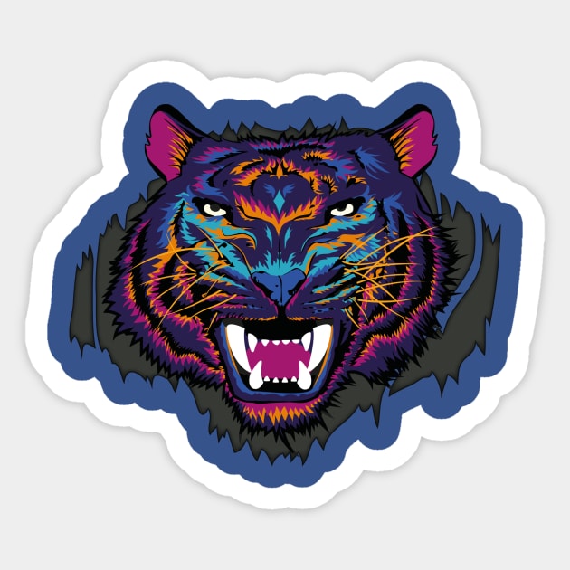 Psychedelic Tiger Sticker by annapinger22